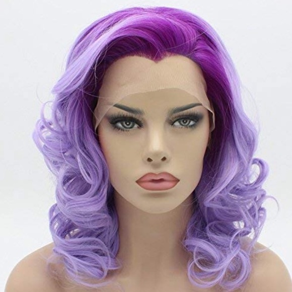 - EVERY 16” PURPLE OMBRÉ CURLY Lace Front Wig main image 9